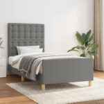 Bed Frame Dark Grey 107x203cm King Single Size Fabric