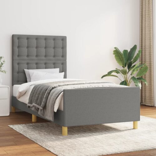 Bed Frame Dark Grey 107x203cm King Single Size Fabric