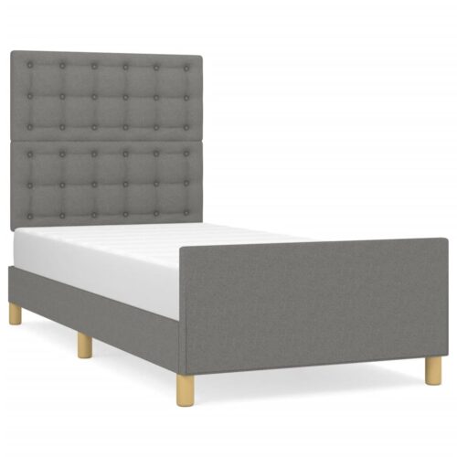 Bed Frame Dark Grey 107x203cm King Single Size Fabric - Image 2