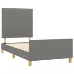 Bed Frame Dark Grey 107x203cm King Single Size Fabric