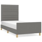 Bed Frame Dark Grey 107x203cm King Single Size Fabric