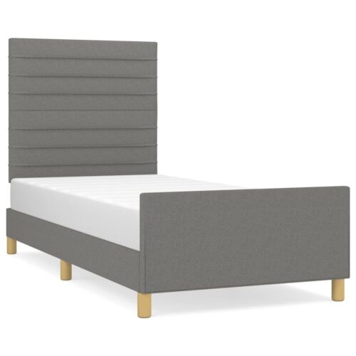 Bed Frame Dark Grey 107x203cm King Single Size Fabric