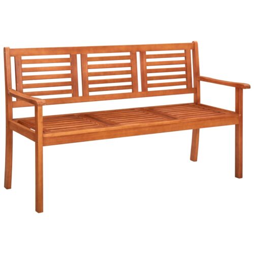 3-Seater Garden Bench with Cushion 150cm Solid Eucalyptus Wood - Image 2
