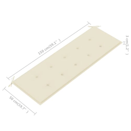 3-Seater Garden Bench with Cushion 150cm Solid Eucalyptus Wood - Image 11