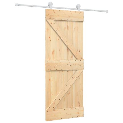Sliding Door with Hardware Set 80x210cm Solid Wood Pine - Image 2