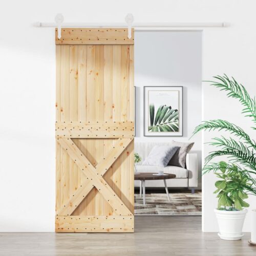 Sliding Barn Door Hardware Track Set Bedroom Interior Closet 90x210cm Solid Wood