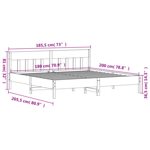 Bed Frame 183x203cm King Solid Wood Pine - Image 9