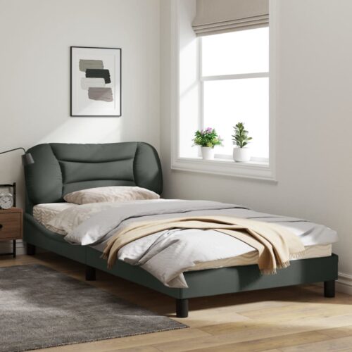 Bed Frame "Hvar" Dark Grey 107x203cm King Single Fabric - Image 3