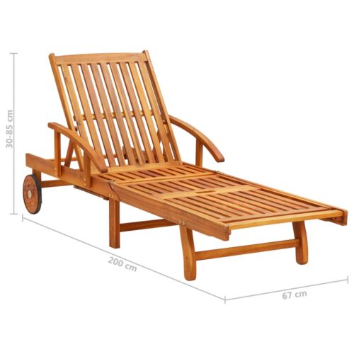 Garden Sun Lounger with Cushion Solid Acacia Wood - Image 12