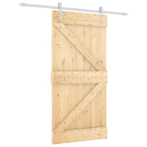 Sliding Barn Door Hardware Track Set Bedroom Closet 100x210cm Solid Pine Wood - Image 2