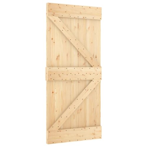 Sliding Barn Door Hardware Track Set Bedroom Closet 100x210cm Solid Pine Wood - Image 3