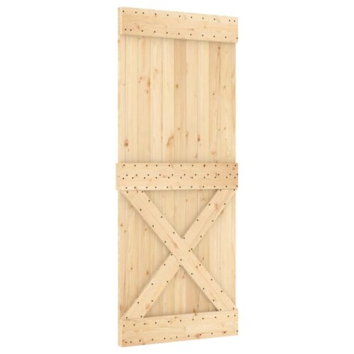Sliding Barn Door Hardware Track Set Bedroom Closet 100x210cm Solid Pine Wood - Image 3