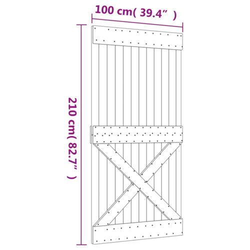 Sliding Barn Door Hardware Track Set Bedroom Closet 100x210cm Solid Pine Wood - Image 11