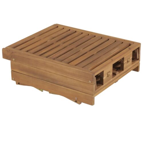 Folding Sun Lounger with Cushion Solid Acacia Wood - Image 4