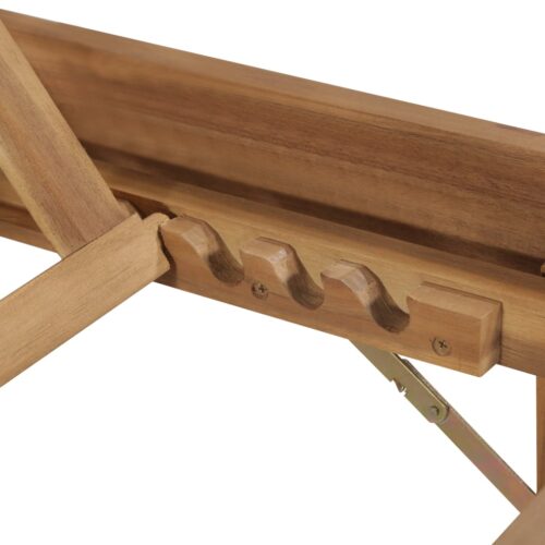 Folding Sun Lounger with Cushion Solid Acacia Wood - Image 6