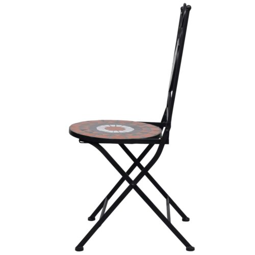 3-Piece Mosaic Bistro Set Ceramic Tile Terracotta White - Image 5