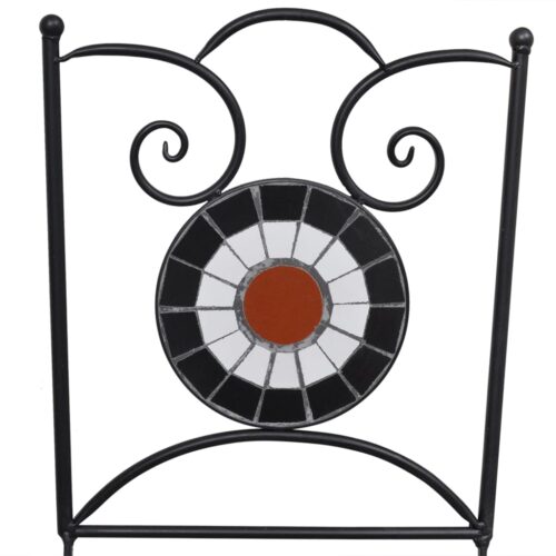 3-Piece Mosaic Bistro Set Ceramic Tile Terracotta White - Image 8
