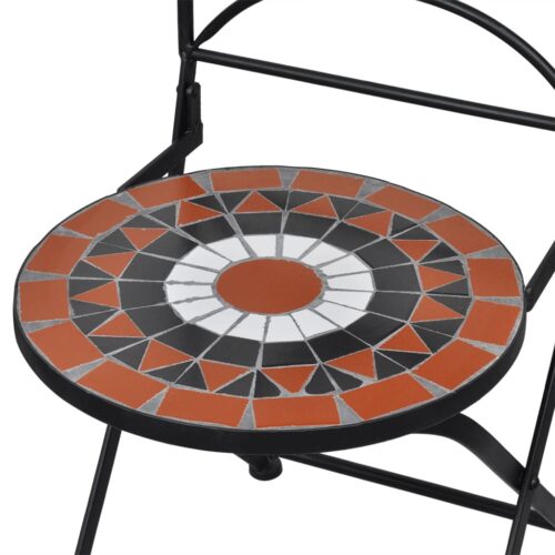 3-Piece Mosaic Bistro Set Ceramic Tile Terracotta White - Image 9
