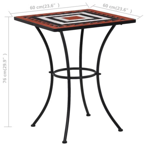 3-Piece Mosaic Bistro Set Ceramic Tile Terracotta White - Image 11
