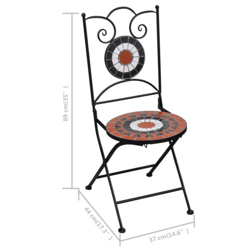 3-Piece Mosaic Bistro Set Ceramic Tile Terracotta White - Image 12