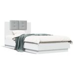 Bed Frame with LED White 90x190cm