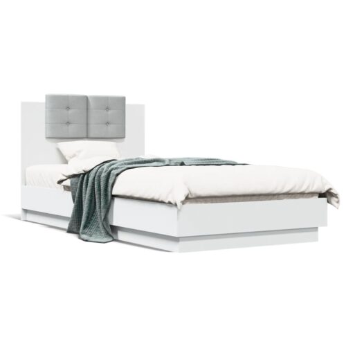 Bed Frame with LED White 90x190cm