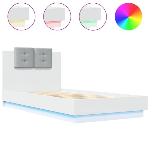 Bed Frame with LED White 90x190cm - Image 2