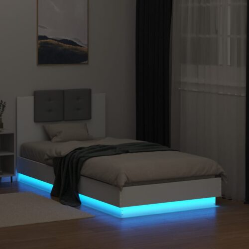 Bed Frame with LED White 90x190cm - Image 5