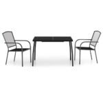 3-Piece Garden Dining Set Anthracite Steel
