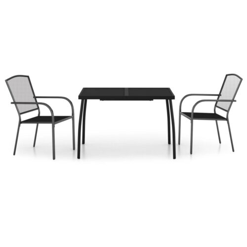 3-Piece Garden Dining Set Anthracite Steel