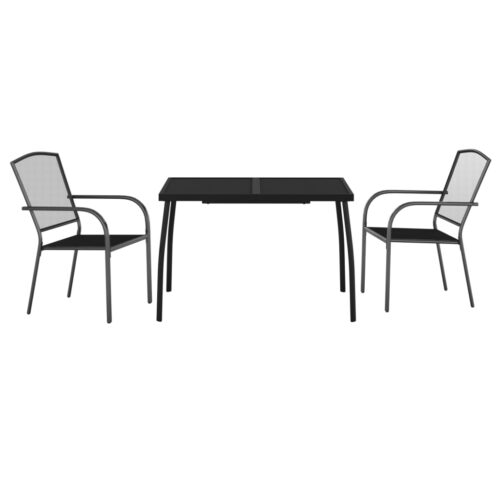 3-Piece Garden Dining Set Anthracite Steel - Image 2