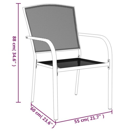 3-Piece Garden Dining Set Anthracite Steel - Image 8