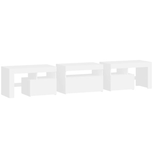 RGB LED Lights TV Cabinet Entertainment Unit Table Stand Storage Rack Shelf Wooden White 200x36.5x40cm - Image 9