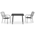3-Piece Garden Dining Set Anthracite Steel