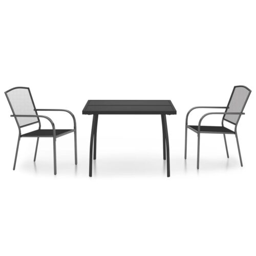 3-Piece Garden Dining Set Anthracite Steel
