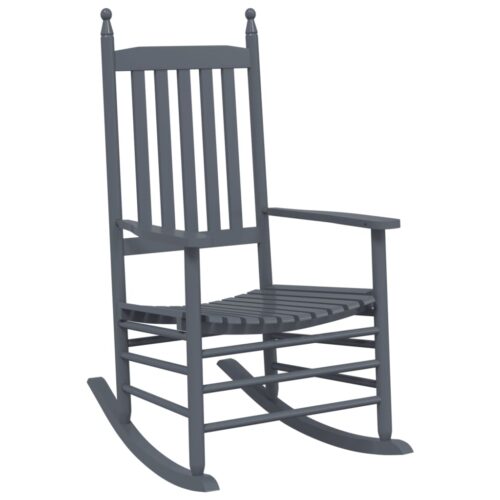 Rocking Chairs with Curved Seats 2pcs Grey Solid Wood Poplar