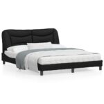 Bed Frame "Hvar" Black 152x203cm Queen Faux Leather