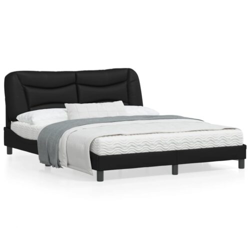 Bed Frame "Hvar" Black 152x203cm Queen Faux Leather