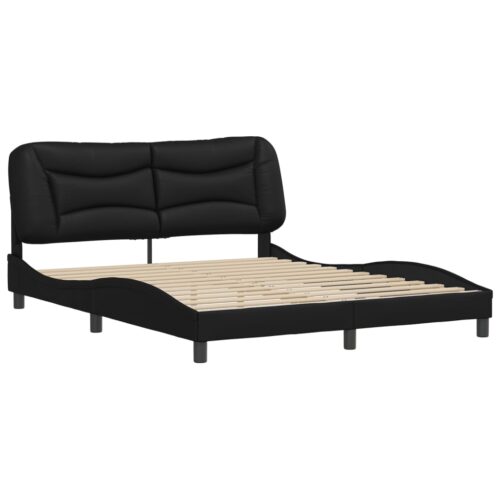 Bed Frame "Hvar" Black 152x203cm Queen Faux Leather - Image 2