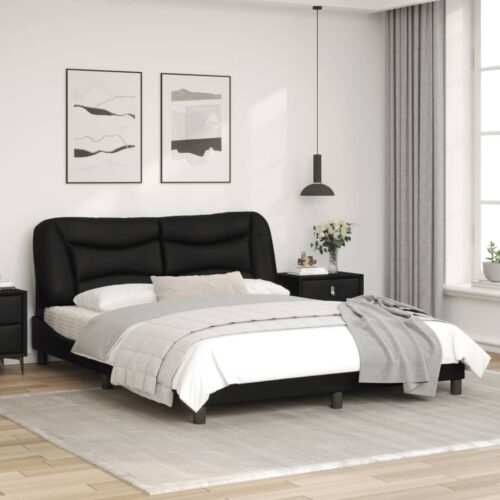 Bed Frame "Hvar" Black 152x203cm Queen Faux Leather - Image 3