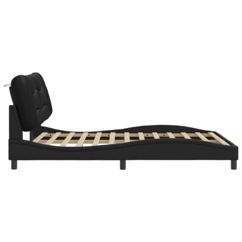 Bed Frame "Hvar" Black 152x203cm Queen Faux Leather - Image 5