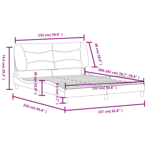 Bed Frame "Hvar" Black 152x203cm Queen Faux Leather - Image 12