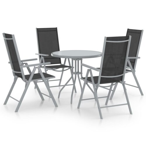 5-Piece Garden Dining Set Aluminium Textilene Silver