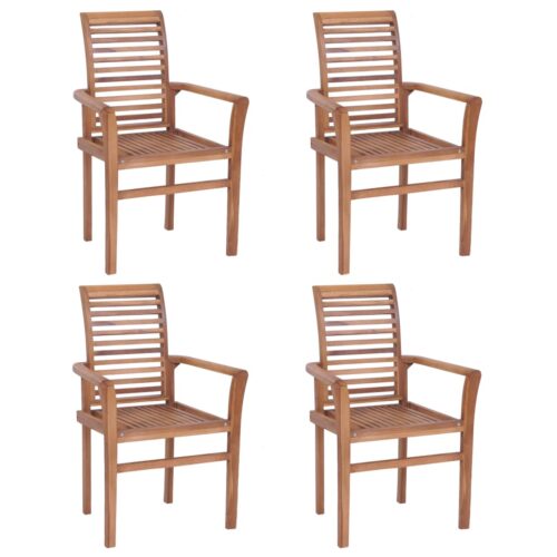 Stacking Dining Chairs 4pcs Solid Teak
