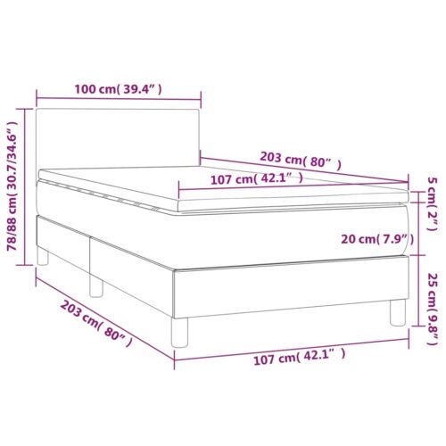 Box Spring Bed with Mattress Dark Grey 100x200cm Fabric - Image 7
