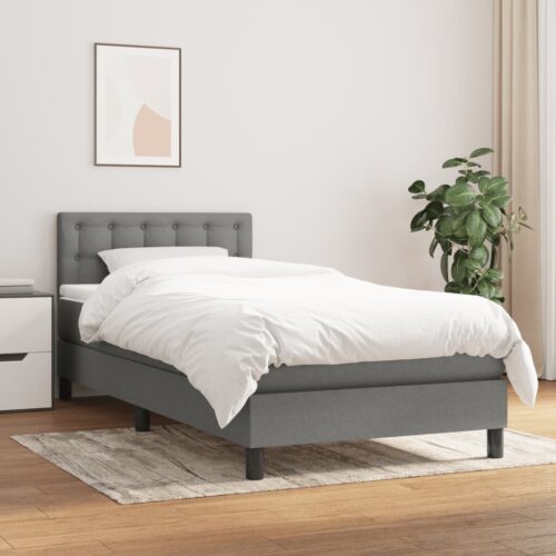 Box Spring Bed with Mattress Dark Grey 100x200cm Fabric - Image 8