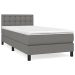 Box Spring Bed with Mattress Dark Grey 100x200cm Fabric