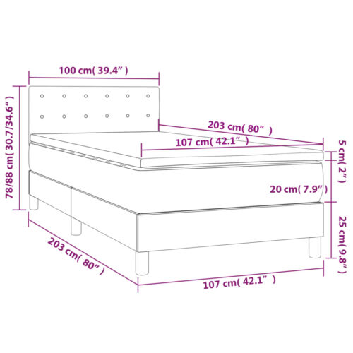 Box Spring Bed with Mattress Dark Grey 100x200cm Fabric - Image 7
