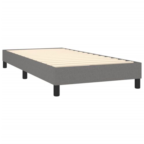 Box Spring Bed with Mattress&LED Dark Grey 100x200cm Fabric - Image 5