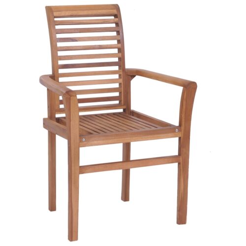 Dining Chairs 4pcs with Beige Cushions Solid Teak Wood - Image 4